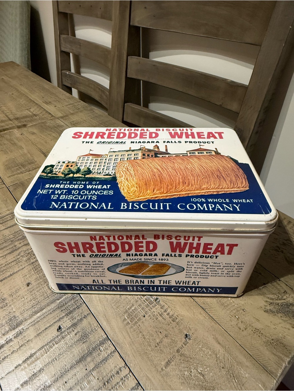 National Biscuit Vtg Shredded Wheat Decorative collector Storage Tin - 1987